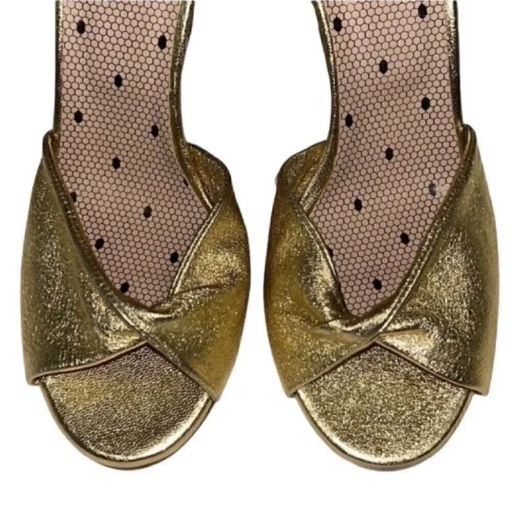 Red Valentino Gold Leather Stilettos Sandals(Size 7,37)